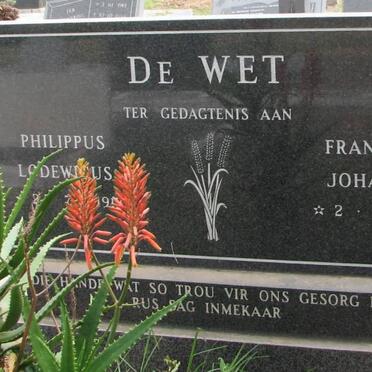 WET Philippus Lodewicus, de &amp; Francina Johanna 1911-