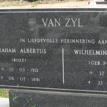 ZYL Abraham Albertus, van 1912-1991 &amp; Wilhelmina Elizabeth POTGIETER 1906-1992