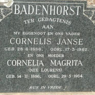 BADENHORST Cornelis Janse 1886-1962 &amp; Cornelia Magrita LOURENS 1886-1964