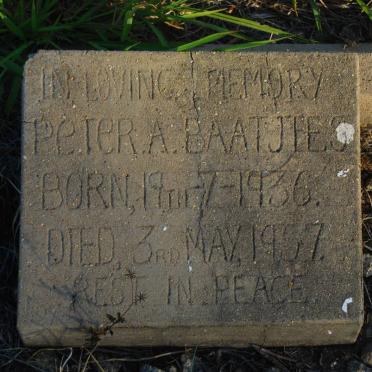 BAATJIES Peter A. 1936-1957