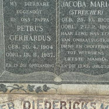 DIEDERICKS Petrus Gerhardus 1904-1957 &amp; Jacoba Maria STREICHER 1905-1969