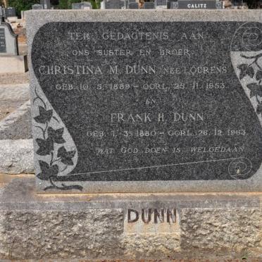 DUNN Frank H. 1880-1963 &amp; Christina M. LOURENS 1889-1953