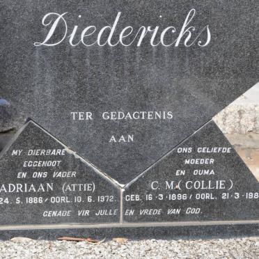 DIEDERICKS Adriaan 1886-1972 &amp; C.M. 1896-1987