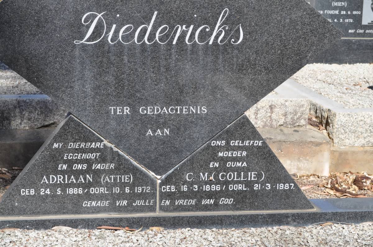 DIEDERICKS Adriaan 1886-1972 &amp; C.M. 1896-1987