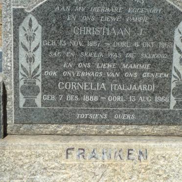 FRANKEN Christiaan J. 1887-1963 &amp; Cornelia TALJAARD 1888-1966