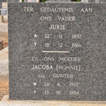 FOURIE Jurie 1893-1966 &amp; Jacoba GUNTER 1907-1984