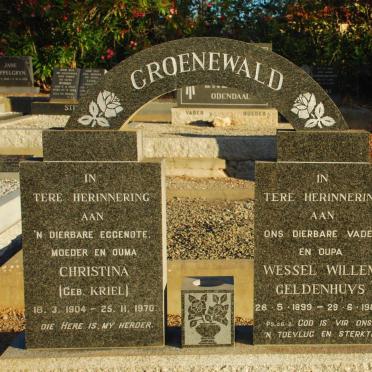 GROENEWALD Wessel Willem Geldenhuys 1899-1986 &amp; Christina KRIEL 1904-1970