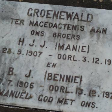 GROENEWALD B.J. 1905-1928 :: GROENEWALD H.J.J. 1907-1928 
