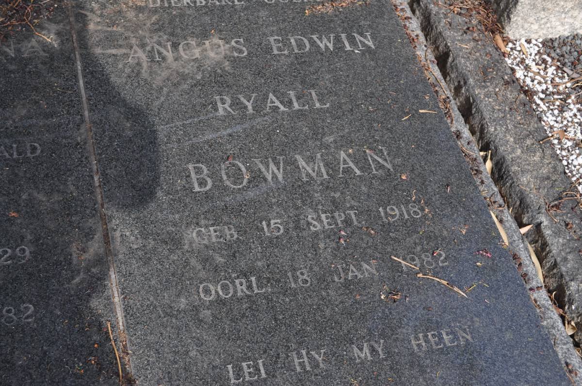 BOWMAN Angus Edwin Ryall 1918-1982