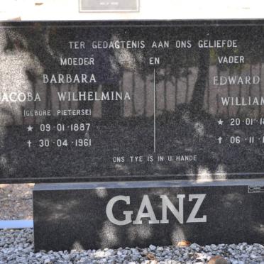 GANZ Edward William 1883-1981 &amp; Barbara Jacoba Wilhelmina PIETERSE 1887-1961