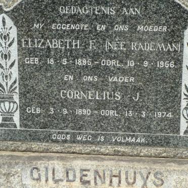 GILDENHUYS Cornelius J. 1890-1974 &amp; Elizabeth F. RADEMAN 1895-1956