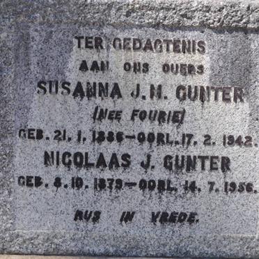 GUNTER Nicolaas J. 1879-1956 &amp; Susanna J.M. FOURIE 1886-1942