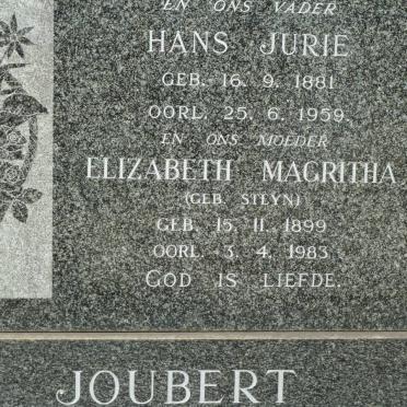 JOUBERT Hans Jurie 1881-1959 &amp; Elizabeth Magritha STEYN 1899-1983