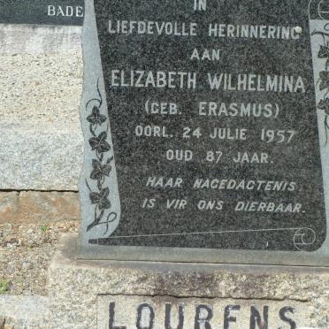 LOURENS Elizabeth Wilhelmina nee ERASMUS -1957