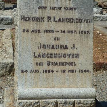 LANGENHOVEN Hendrik P. 1860-1937 &amp; Johanna J. SWANEPOEL 1864-1944