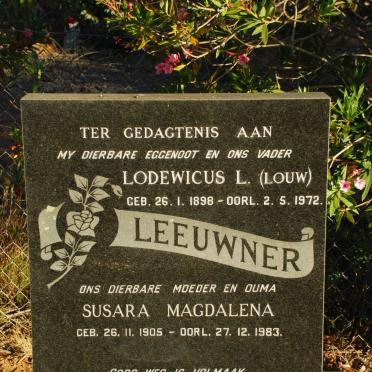 LEEUWNER Lodewicus L. 1898-1972 &amp; Susara Magdalena 1905-1983