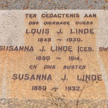 LINDE Louis J. 1849-1930 &amp; Susanna J. SWART 1850-1914 :: LINDE Susanna J. 1880-1932