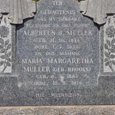 MULLER Albertus J. 1874-1955 &amp; Maria Margaretha BROOKS 1883-1974