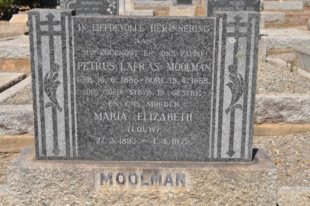 MOOLMAN Petrus Lafras 1888-1958 &amp; Maria Elizabeth LOUW 1893-1972