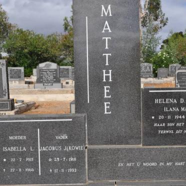 MATTHEE Jacobus J. 1918-1993 &amp; Isabella L. 1915-1966 :: WENTZEL Helena D. nee MATTHEE 1944-1972