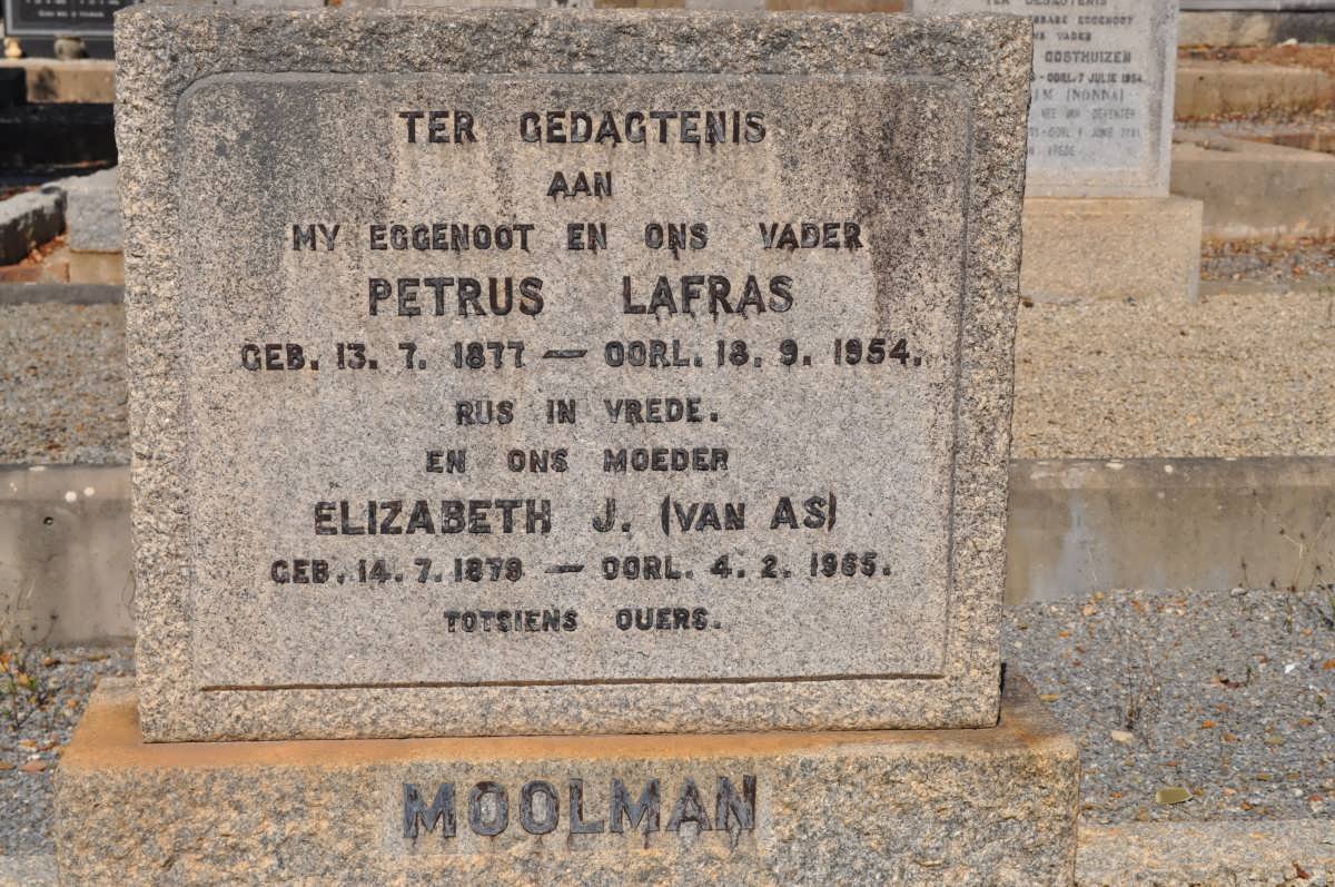 MOOLMAN Petrus Lafras 1877-1954 &amp; Elizabeth J. VAN AS 1879-1965