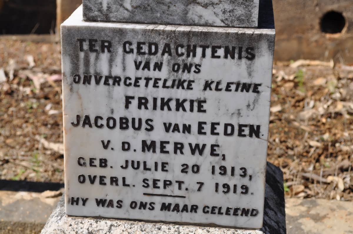 MERWE Frikkie Jacobus van Eeden, v.d. 1913-1919