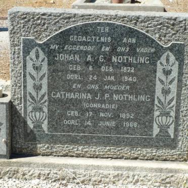 NOTHLING Johan A.C. 1872-1940 &amp; Catharina J.P. CONRADIE 1892-1968