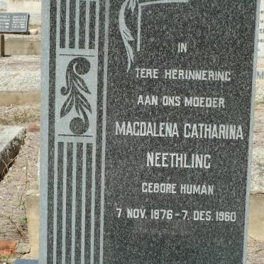 NEETHLING Magdalena Catharina nee HUMAN 1876-1960
