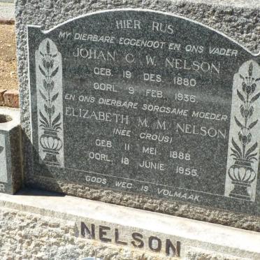 NELSON Johan C.W. 1880-1936 &amp; Elizabeth M.M. CROUS 1888-1955