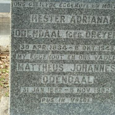 ODENDAAL Mattheus Johannes 1892-1982 &amp; Hester Adriana DREYER 1884-1945