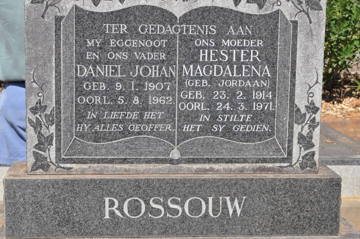 ROSSOUW Daniel Johan 1907-1962 &amp; Hester Magdalena JORDAAN 1914-1971