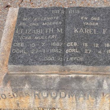 ROODMAN Karel F. 1883-1967 &amp; Elizabeth M. MULLER 1887-1962