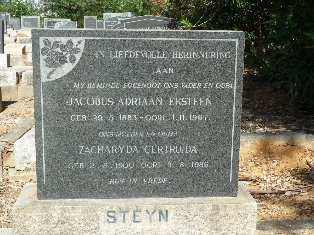 STEYN Jacobus Adriaan Eksteen 1883-1967 &amp; Zacharyda Gertruida 1900-1986