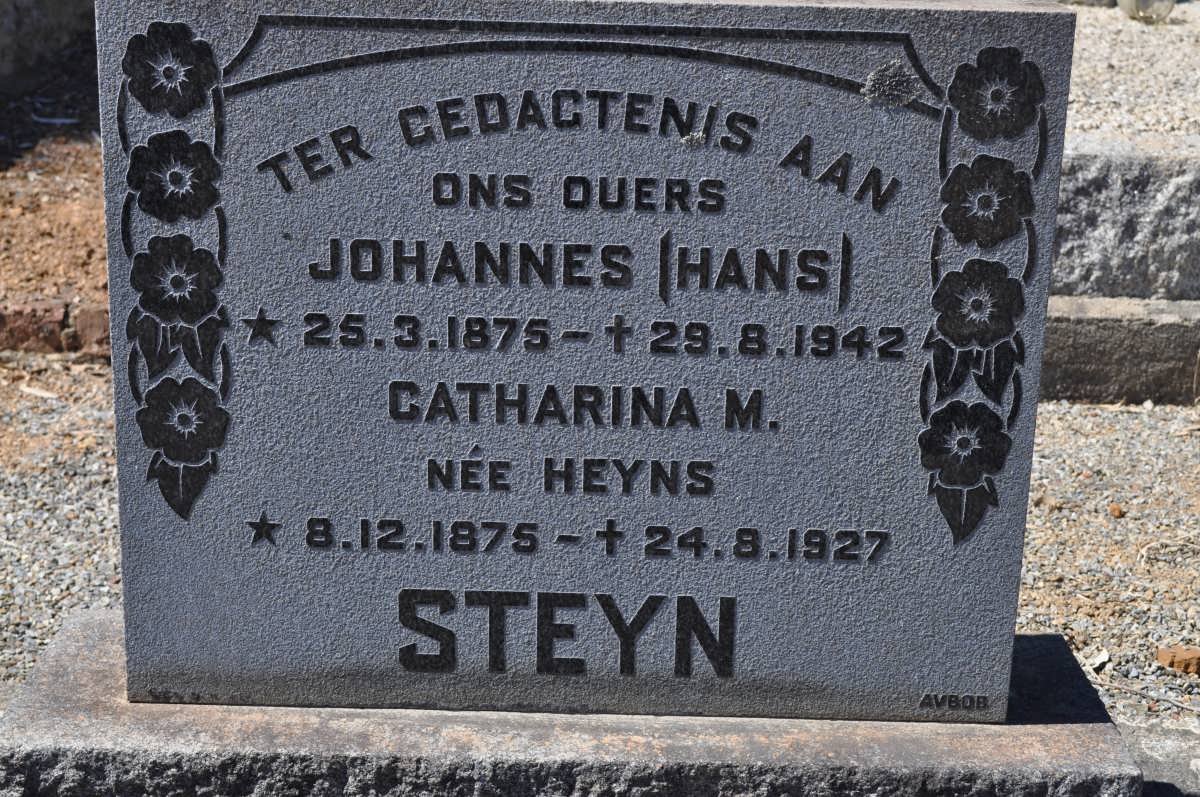 STEYN Johannes 1875-1942 &amp; Catharina M. HEYNS 1875-1927