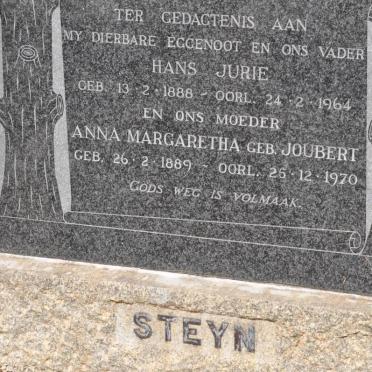 STEYN Hans Jurie 1888-1964 &amp; Anna Margaretha JOUBERT 1889-1970