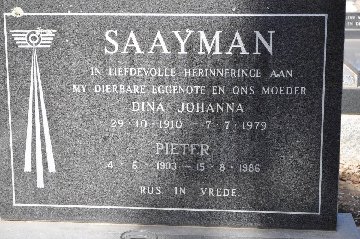 SAAYMAN Pieter 1903-1986 &amp; Dina Johanna 1910-1979