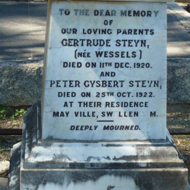STEYN Peter Gysbert -1922 &amp; Gertrude WESSELS -1920