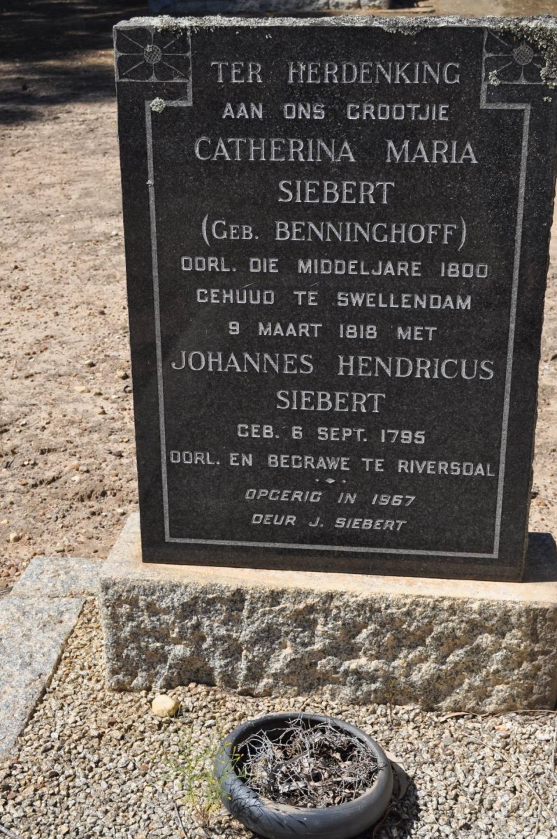 SIEBERT Johannes Hendricus 1795- &amp; Catherina Maria BENNINGHOFF 