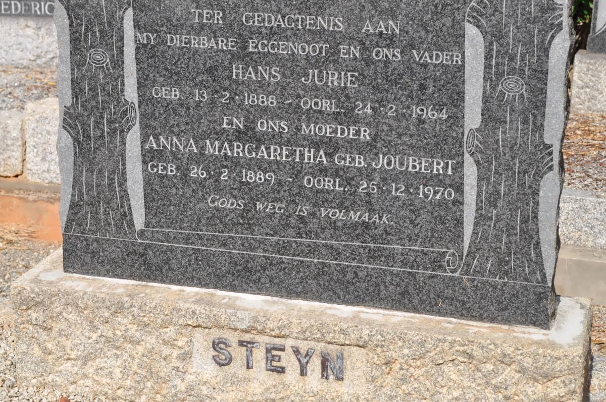 STEYN Hans Jurie 1888-1964 &amp; Anna Margaretha JOUBERT 1889-1970