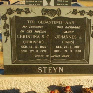 STEYN Johannes J. 1918-1980 &amp; Christina S.G. 1922-1972