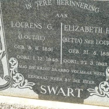 SWART Lourens G. 1891-1949 &amp; Elizabeth H.C. LOURENS 1893-1962