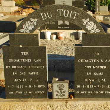 TOIT Daniel P.G., du 1893-1970 &amp; Dina E.M. 1895-1974