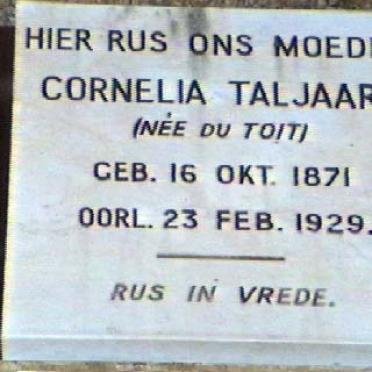 TALJAARD Cornelia nee DU TOIT 1871-1929