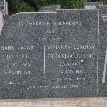 TOIT Hans Jacob, du 1890-1965 &amp; Johanna Susanna Frederika CONRADIE 1887-1968