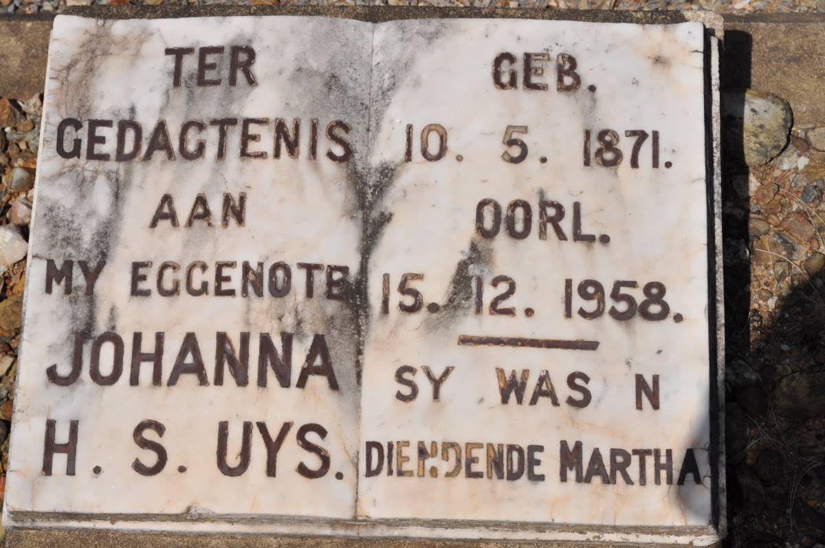 UYS Johanna H.S. 1871-1958