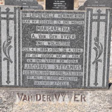 VYVER Jacobus Stefanus, van der 1902-1991 &amp; Margaretha A. WOLHUTER 1899-1956