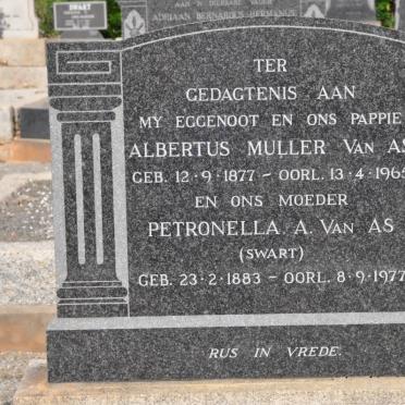 AS Albertus Muller, van 1877-1965 &amp; Petronella A. SWART 1883-1977