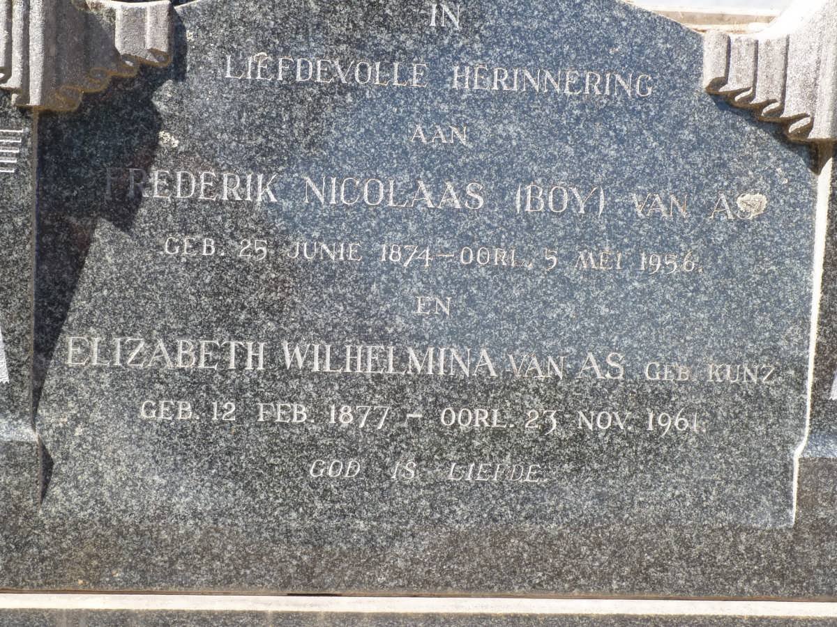 AS Frederik Nicolaas, van 1874-1956 &amp; Elizabeth Wilhelmina KUNZ 1877-1961