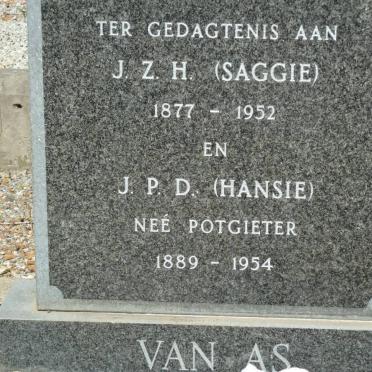 AS J.Z.H., van 1877-1952 &amp; J.P.D. POTGIETER 1889-1954