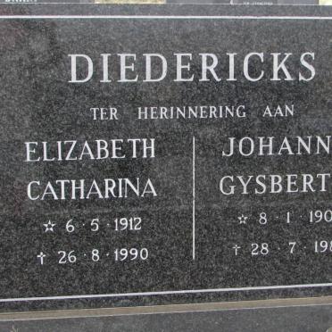DIEDERICKS Johannes Gysbertus 1903-1984 &amp; Elizabeth Catharina 1912-1990